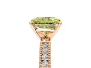 Solitaire Engagement Ring Setting for Fancy Yellow Radiant Cut Center with Milgrain-Edged Pave Band and Prong Head in Rose Gold