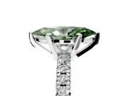 Solitaire Engagement Ring Setting for Fancy Green Marquise Center with Large Accents and Prong Head in Platinum