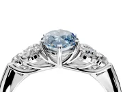 Cluster Engagement Ring Setting for Fancy Blue Marquise Center with Round Cut Accent Frame and Prong Head in White Gold