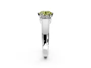 Solitaire Engagement Ring Setting for Fancy Yellow Round Cut Center with Wide Band, Pave Collar and Prong Head in White Gold