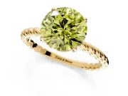 Solitaire Engagement Ring Setting for Fancy Yellow Round Cut Center with Plain Twisted Rope Band and Prong Head in Yellow Gold