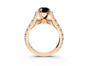 Solitaire Engagement Ring Setting for Fancy Black Oval Center with Pave Cathedral Shoulders and Prong Head in Rose Gold