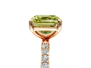 Solitaire Engagement Ring Setting for Fancy Yellow Asscher Cut Center with Pave Accents and Prong Head in Rose Gold