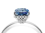 Solitaire Engagement Ring Setting for Fancy Blue Radiant Cut Center with Fine Wire Band and Prong Head in Platinum