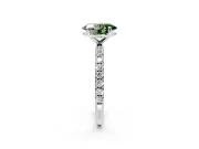 Solitaire Engagement Ring Setting for Fancy Green Oval Center with Micro Pave Band and Prong Head in Sterling Silver