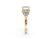 Leaf Cluster Engagement Ring Setting for Radiant Cut Center with Marquise Accents and Prong Head in Yellow Gold