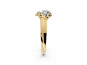 Halo Engagement Ring Setting for Heart-Shaped Center with Knife Ridge Cathedral Band and Prong Head in Yellow Gold