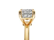 Minimalist Solitaire Engagement Ring Setting for Cushion Cut Center with Thin Band and Prong Head in Yellow Gold