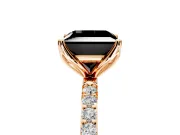 Solitaire Engagement Ring Setting for Fancy Black Princess Cut Center with Fine Pave Accents and Prong Head in Rose Gold