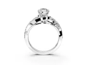 Halo Engagement Ring Setting for Marquise Center with Marquise and Pave Bypass Band and Prong Head in Sterling Silver