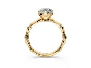 Solitaire Engagement Ring Setting for Heart-Shaped Center with Bamboo Band and Prong Head in Yellow Gold