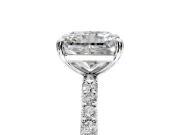 Solitaire Engagement Ring Setting for Radiant Cut Center with Pave Accents and Prong Head in Platinum