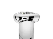 Solitaire Engagement Ring Setting for Pear-Shaped Center with Wide Band and Bezel Head in Sterling Silver