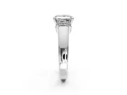 Solitaire Engagement Ring Setting for Princess Cut Center with Wide Band, Pave Collar and Prong Head in Sterling Silver