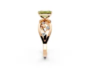 Solitaire Engagement Ring Setting for Fancy Yellow Emerald Cut Center with Criss-Cross Accent Band and Prong Head in Rose Gold