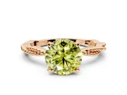 Solitaire Engagement Ring Setting for Fancy Yellow Round Cut Center with Twist Band and Bead Prong Head in Rose Gold
