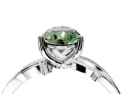 Solitaire Engagement Ring Setting for Fancy Green Pear-Shaped Center with Pave and Plain Crossover Band and Prong Head in White Gold