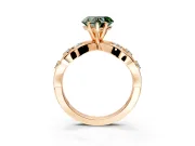 Solitaire Engagement Ring Setting for Fancy Green Heart-Shaped Center with Criss-Cross Accent Band and Prong Head in Rose Gold