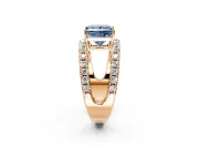 Solitaire Engagement Ring Setting for Fancy Blue Princess Cut Center with Wide-Open Split Shank and Prong Head in Rose Gold