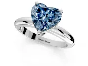 Solitaire Engagement Ring Setting for Fancy Blue Heart-Shaped Center with Wire Band and Prong Head in Sterling Silver