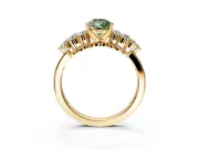 Cluster Engagement Ring Setting for Fancy Green Pear-Shaped Center with 2-Row Shoulder Clusters and Prong Head in Yellow Gold