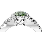 Halo Engagement Ring Setting for Fancy Green Pear-Shaped Center with Wide-Open Pave Split Shank and Prong Head in Platinum