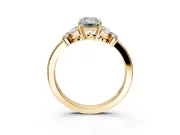 Solitaire Engagement Ring Setting for Emerald Cut Center with Marquise Flower Shoulders and Prong Head in Yellow Gold