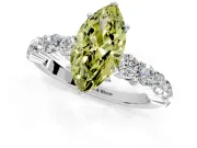 Shared-Prong Engagement Ring Setting for Fancy Yellow Marquise Center with Graduated Accents and Prong Head in Platinum