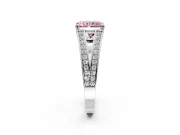 Split Shank Engagement Ring Setting for Fancy Pink Radiant Cut Center with Pave Split Shank and Prong Head in Sterling Silver