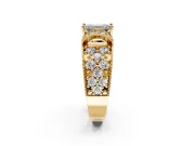 Pave Engagement Ring Setting for Emerald Cut Center with Curved Accent Rows, Openwork and Prong Head in Yellow Gold