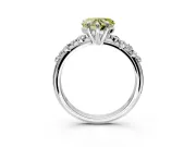 Solitaire Engagement Ring Setting for Fancy Yellow Heart-Shaped Center with Trailing Leaf Accent Band and Prong Head in Sterling Silver
