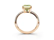 Solitaire Engagement Ring Setting for Fancy Yellow Asscher Cut Center with Multi-Row Pave Accents and Basket Head in Rose Gold