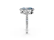 Accent Halo Engagement Ring Setting for Fancy Blue Marquise Center with Full-Length Pave Band and Prong Head in White Gold