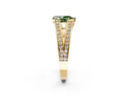 Split Shank Engagement Ring Setting for Fancy Green Pear-Shaped Center with Pave Split Shank and Prong Head in Yellow Gold