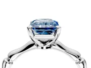 Solitaire Engagement Ring Setting for Fancy Blue Radiant Cut Center with Bamboo Band and Prong Head in Platinum