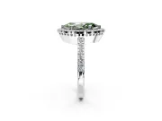 Halo Engagement Ring Setting for Fancy Green Marquise Center with Inner Milgrain Border and Prong Head in Sterling Silver