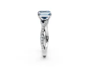 Crossover Engagement Ring Setting for Fancy Blue Asscher Cut Center with Pave and Plain Strands and Prong Head in Sterling Silver