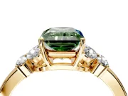 Solitaire Engagement Ring Setting for Fancy Green Radiant Cut Center with Marquise Flower Shoulders and Prong Head in Yellow Gold