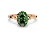 Solitaire Engagement Ring Setting for Fancy Green Oval Center with Plain Split Shank and Prong Head in Rose Gold