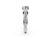 Solitaire Engagement Ring Setting for Round Cut Center with Graduated Shared Prongs and Prong Head in Platinum