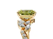 Solitaire Engagement Ring Setting for Fancy Yellow Emerald Cut Center with Marquise Accent Twist Band and Prong Head in Yellow Gold