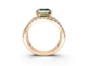 Solitaire Engagement Ring Setting for Fancy Green Asscher Cut Center with Wide-Open Split Shank and Prong Head in Rose Gold