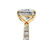Solitaire Engagement Ring Setting for Radiant Cut Center with Micro Pave Band and Prong Head in Yellow Gold