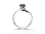 Solitaire Engagement Ring Setting for Fancy Green Radiant Cut Center with Raised Channel Band and Prong Head in Platinum
