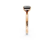 Hidden Halo Engagement Ring Setting for Fancy Black Princess Cut Center with Thin Rounded Band and Prong Head in Rose Gold