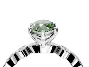 Solitaire Engagement Ring Setting for Fancy Green Marquise Center with Milgrain Bezel Accents and Prong Head in White Gold