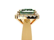 Halo Engagement Ring Setting for Fancy Green Princess Cut Center with Square Band and Prong Head in Yellow Gold