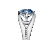 Solitaire Engagement Ring Setting for Fancy Blue Cushion Cut Center with Milgrain Cathedral Band and Prong Head in White Gold