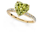 Solitaire Engagement Ring Setting for Fancy Yellow Heart-Shaped Center with Fine Pave Band and Prong Head in Yellow Gold