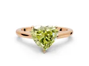 Solitaire Engagement Ring Setting for Fancy Yellow Heart-Shaped Center with Narrow Cathedral Band and Prong Head in Rose Gold